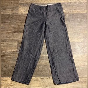 ANTHROPOLOGIE CARTONNIER CHAMBRAY NAUTICAL WIDE LEG CROP CAPRI PANT SIZE 4